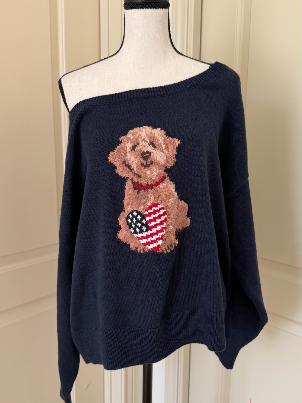 Hollister Off-Shoulder Puppy Heart Sweater